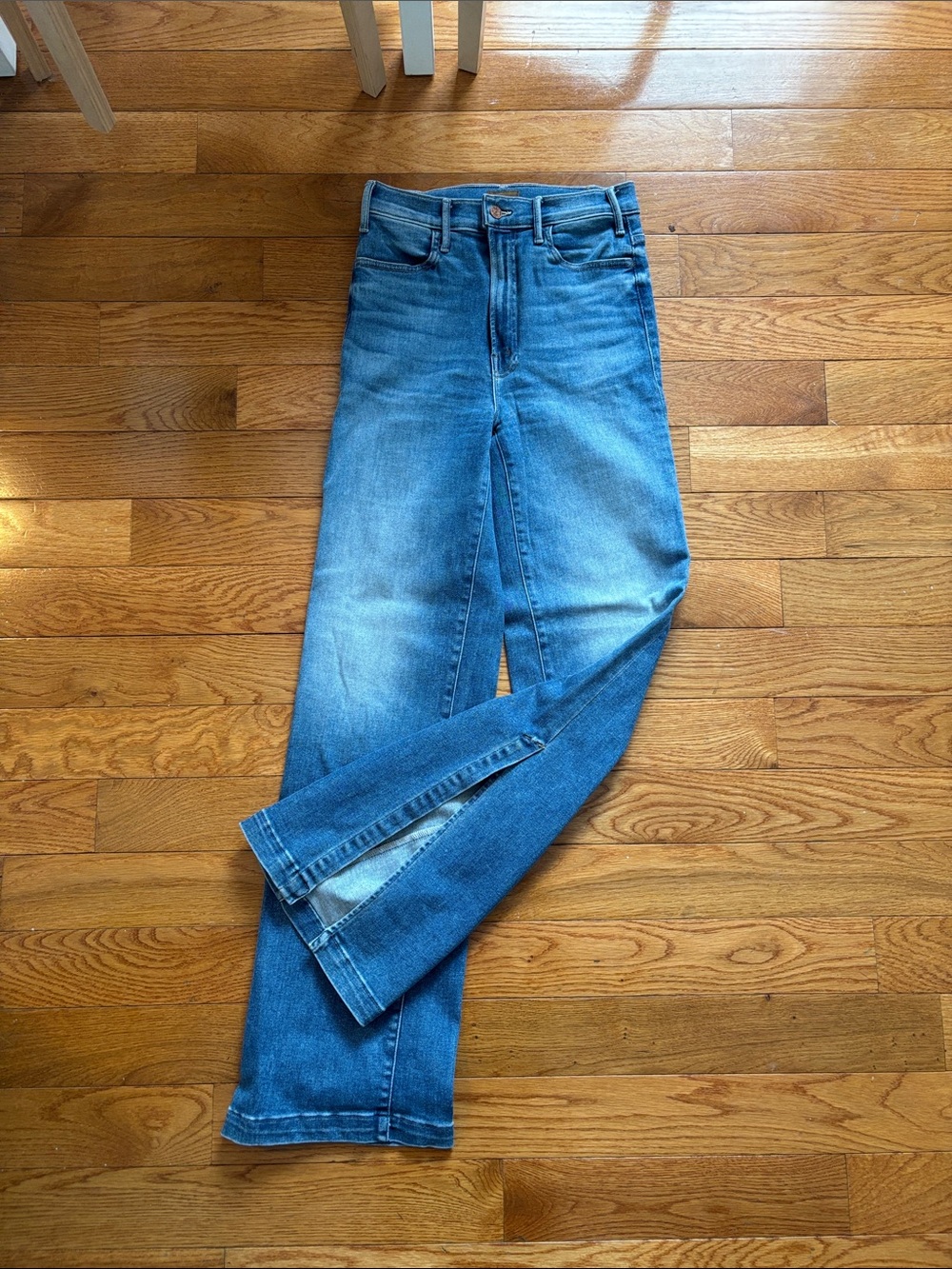 MOTHER Straight-Leg Blue Denim Jeans
